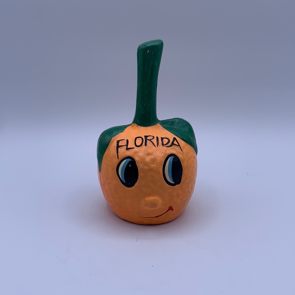 Vintage Souvenir Anthropomorphic Orange Florida Ceramic Pottery Bell 3D Nose